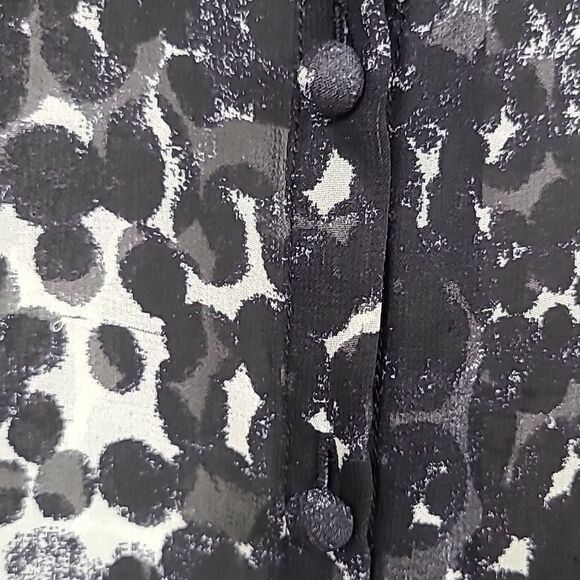 CAbi Sheer Blurred Dot Long Puff Sleeve Button Down Blouse Printed Oversized Top - Picture 5 of 11